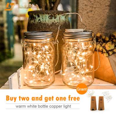 Mason Jar Led Solar Operated Fairy Lights garden decoration LED DIY Copper Wire bottle String light