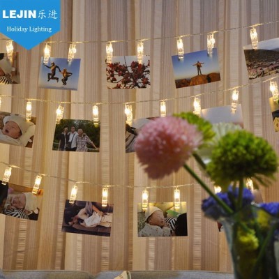 20 LED Fairy Lights Inside Clear Clips LED Photo Clip String Lights Transparent Cable